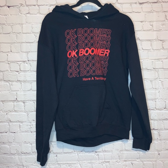 OK Boomer Black & Red Hoodie - Picture 1 of 3